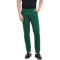 The Indian Garage Co Men Slim Fit Solid Mid-Rise Chinos Teal