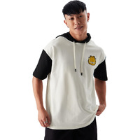 The Souled Store Garfield: Guarding Me? Men And Boys White And Black Graphic Print Short Sleeve Pull On Oversized Fit Hooded T-Shirts Hoodies Sweatshirts Pullovers Fleece Graphic Printed Hooded Warm