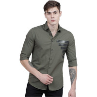 The Indian Garage Co Men's Slim Fit Shirt (0221-Shpo80-02_Olive Green Xl)