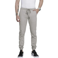 The Indian Garage Co Men Slim Fit Solid Mid-Rise Biker Joggers Grey