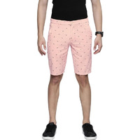 The Indian Garage Co Men Slim Fit Solid Mid-Rise Chino Shorts Silver Pink