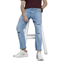 The Indian Garage Co Men Slim Straight Fit Solid Mid-Rise Stretchable Jeans