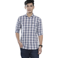The Indian Garage Co Men's Regular Fit Shirt (0921-Sh116-18_White & Blue 2Xl)
