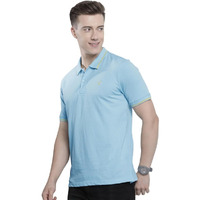 The Indian Garage Co Men Slim Fit Solid Polo Collar Tshirt Sky Blue
