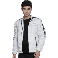 The Indian Garage Co Men White Slim Fit Placement Printed Bomber Jacket