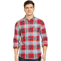 The Indian Garage Co Adult Men's Cotton Regular Fit Shirt (1021-Sh120-11_Red Xl)