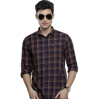 The Indian Garage Co Blue Regular Fit Spread Collar Checkered Long Sleeves Shirt