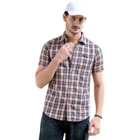 The Indian Garage Co Men's Regular Fit Shirt (1121-Sh124-10_Light Pink/Navy S)