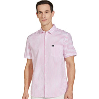 The Indian Garage Co Men Pink Striped Slim Fit Cotton Casual Shirt