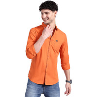 The Indian Garage Co Men's Cotton Slim Fit Shirt (1121-Shpo131-07_Orange L)