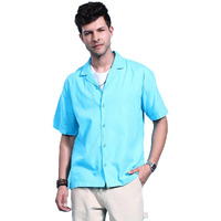 The Indian Garage Co Men's Solid Relaxed Fit Shirt (0223-Shrsln-01-05_Turquoise Sea L)