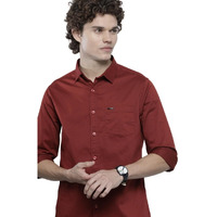 The Indian Garage Co Men's Cotton Blend Slim Fit Shirt (1121-Shlr127-03_Maroon S)