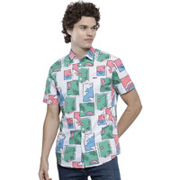 The Indian Garage Co Men's Slim Fit Shirt (1221-Sh154-01_Pink & Green Xl)