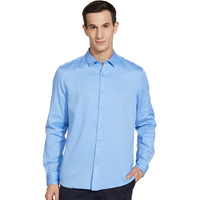 The Indian Garage Co Men Blue Solid Slim Fit Cotton Casual Shirt