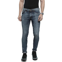 The Indian Garage Co Men Slim Fit Badges Mid-Rise Stretchable Jeans Blue
