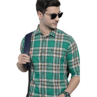The Indian Garage Co Men's Slim Fit Shirt (1221-Sh151-29_Teal M)