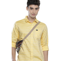 The Indian Garage Co Men Cotton Slim Fit Shirt (0322-Sh169-02_Yellow M)