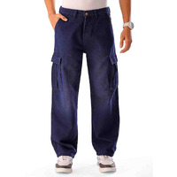The Indian Garage Co Men Relaxed Fit Solid Mid-Rise Cargo Denim
