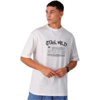 The Indian Garage Co Men Boxy Oversized Graphic Back Printed Round Neck Tshirt Optic White