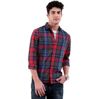 The Indian Garage Co Adult Men's Regular Fit Shirt (0722-Sh338-01_Red L)