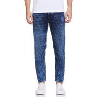 The Indian Garage Co Men Carrot Fit Solid Mid-Rise Stretchable Jeans Blue