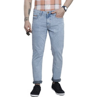 The Indian Garage Co Men Slim Straight Fit Solid Mid-Rise Stretchable Jeans Blue
