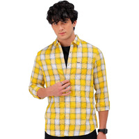 The Indian Garage Co Men Slim Fit Checked Casual Shirt (Yellow_Xxl)
