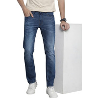 The Indian Garage Co Men Slim Straight Fit Solid Mid-Rise Stretchable Jeans Blue