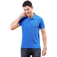 The Indian Garage Co Men Slim Fit Checked Polo Collar Tshirt Cobalt Blue