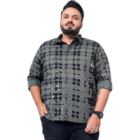 The Indian Garage Co Men's Checkered Plus Size Regular Fit Shirt (Pl-0822-Sh03-01_Olive 4Xl)