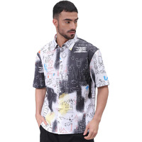 The Indian Garage Co Men's Abstract Boxy Fit Shirt (0724-Shscpr-04-01-White-M_White