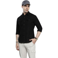The Indian Garage Co Men's Solid Regular Fit Shirt (0622-Sh279-03_Black Xl)