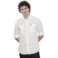 The Indian Garage Co Men's Cotton Solid Regular Fit Shirt (0622-Sh279-04_White Xxl), 2Xl