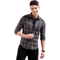 The Indian Garage Co Men's Checkered Slim Fit Shirt (1122-Shcccpyd-01-01_Green L)