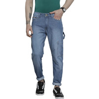 The Indian Garage Co Men Carpenter Fit Solid Mid-Rise Cargo Denim