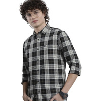 The Indian Garage Co Men's Checkered Slim Fit Shirt (1122-Shdctwyd-04-02_Black Xl)