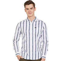 The Indian Garage Co Men's Striped Slim Fit Shirt (1122-Shcrppst-02-01_White M)