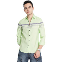 The Indian Garage Co Men's Striped Slim Fit Shirt (1122-Shpsoxyd-02-02_Green M)