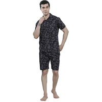 The Indian Garage Co Men's Regular Fit Black Cotton Boxer & Shirt