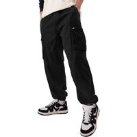The Souled Store Solids: Dark Black Men And Boys Cotton Super Baggy Fit Cargo Joggers