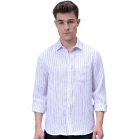 The Indian Garage Co Men's Striped Slim Fit Shirt (1024-Shstcs-01-01-White-2Xl_White