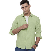 The Indian Garage Co Men Slim Fit Vertical Striped Long Sleeves Casual Shirt (Green_S)