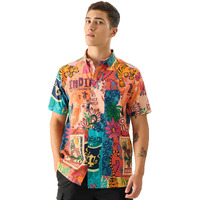 The Souled Store Official Jungle Book: Indie Print Short Sleeve Collared Button Down Regular Fit Cotton Summer Shirts For Men & Boys Multicolour