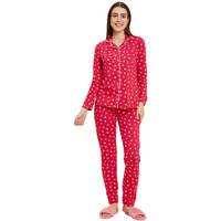Sweet Dreams Women Printed Full Sleeves Pyjama Set Pink
