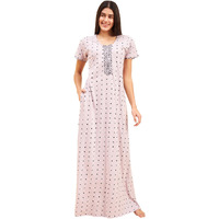 Sweet Dreams Women Printed Half Sleeves Night Dress Rose