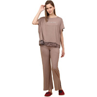 Sweet Dreams Women Polka Print Pyjama Set Taupe