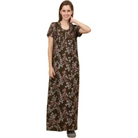 Sweet Dreams Women Printed Full Length Night Dress Green