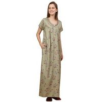 Sweet Dreams Women Printed Full Length Night Dress Green