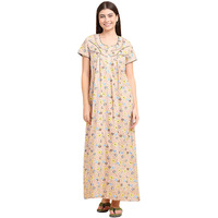 Sweet Dreams Women Printed Night Dress Beige