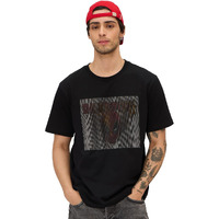 The Souled Store Official D&W: Dual Design Men And Boys Short Sleeves Round Neck Black Regular Fit Cotton T-Shirts